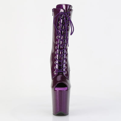 Purple Glitter Peep Toe Pole Boots Flamingo-1041GP