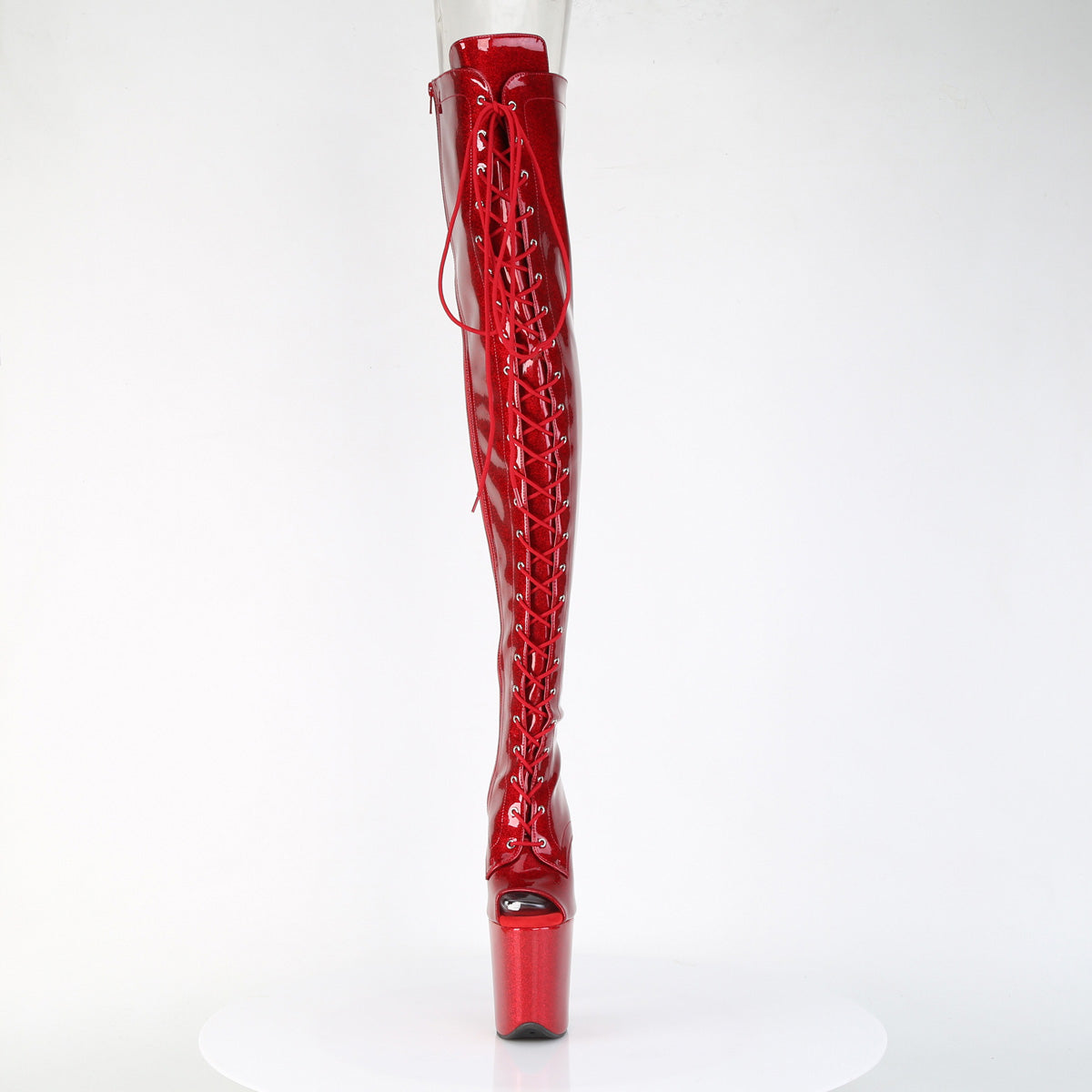 red glitter pole thigh high boots flamingo-3021gp