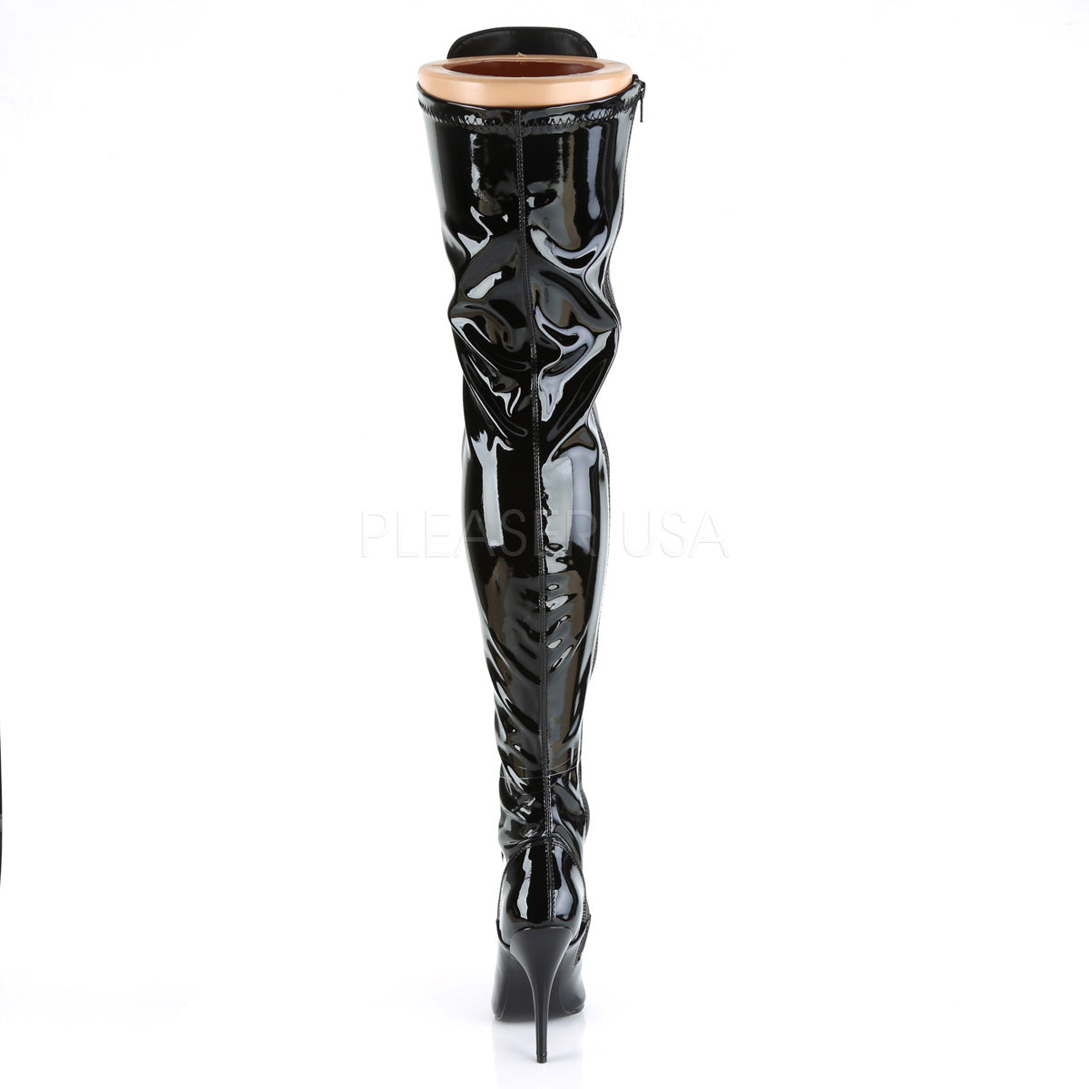 Domination Patent Stretch Thigh High Boots Black PA