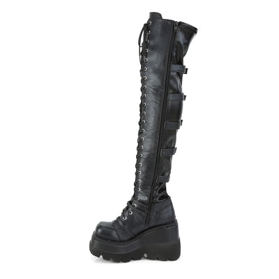 Cyber Goth Over The Knee Wedge Platform Boots