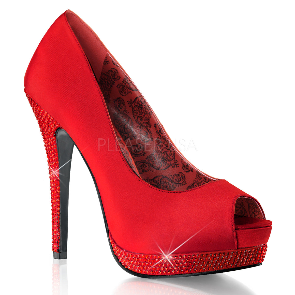 Bordello Bella-12R Red Peep Toe High Heels OtherWorld Shoes