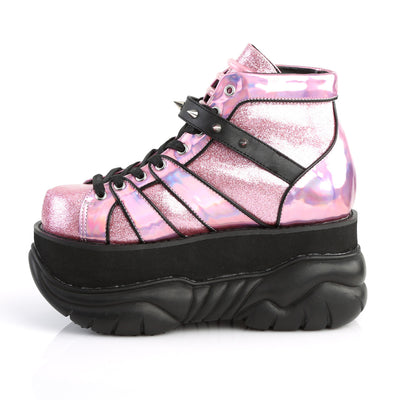 Funky Punky Pink - Silver Glitter Platform Boots (Demonia Neptune-100)