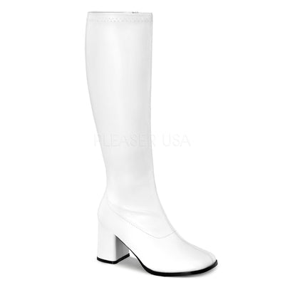 Wide Calf White PU Gogo Boots