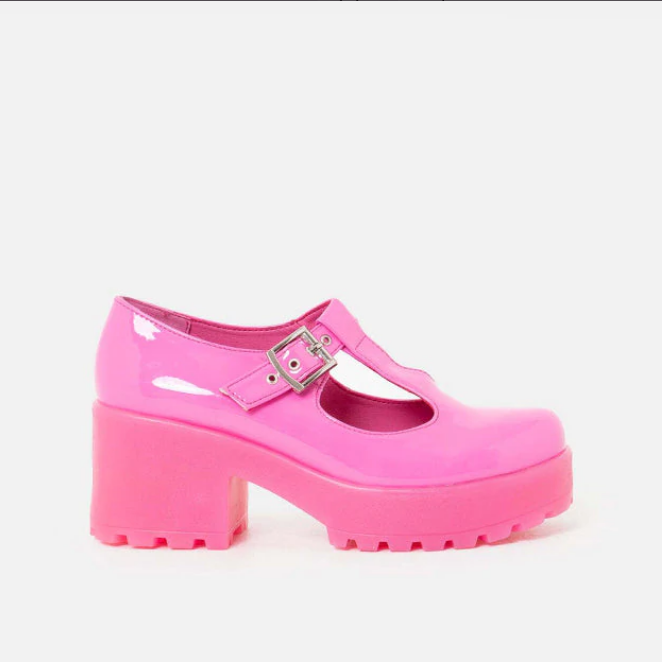 Strawberry Pink Platform Mary Janes KOI Footwear Sai Stawberry