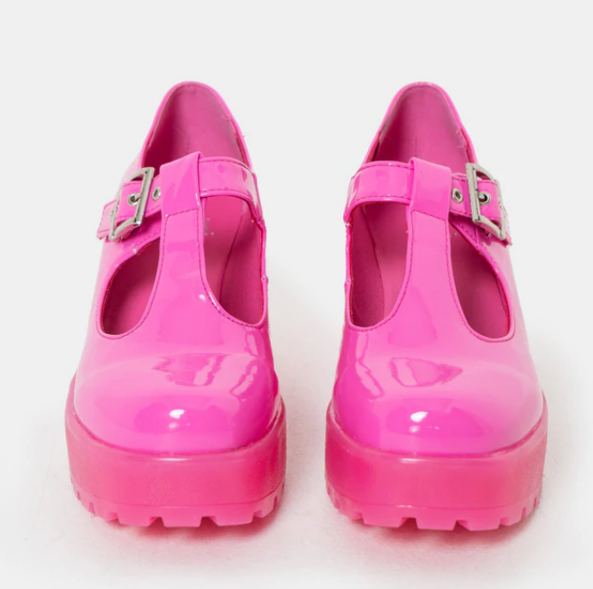 Stawberry Pink Platform Mary Janes Image-4