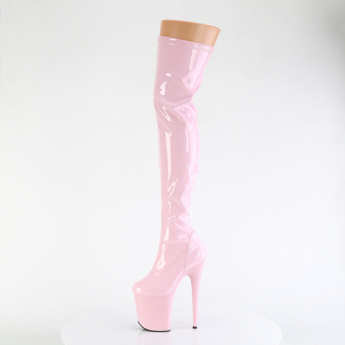 Flamingo-3000 High Platform Stretch Thigh High Boots Pink