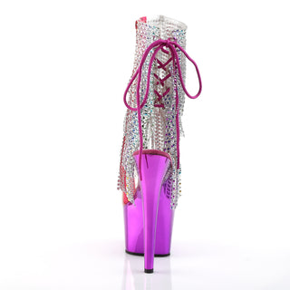 Adore-1017RSF Fuchsia Rhinestone Fringe Chrome Platform Boots