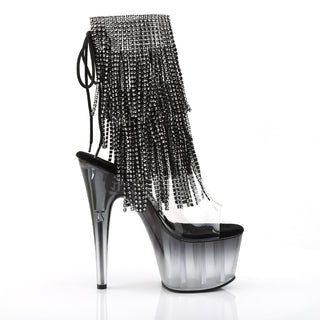 Adore-1017RSFT Rhinestone Fringe Black Platform Boots