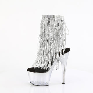 Adore-1017RSFT Silver Rhinestone Fringe Platform Boots