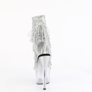 Adore-1017RSFT Silver Rhinestone Fringe Platform Boots