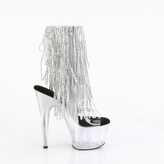 Adore-1017RSFT Silver Rhinestone Fringe Platform Boots