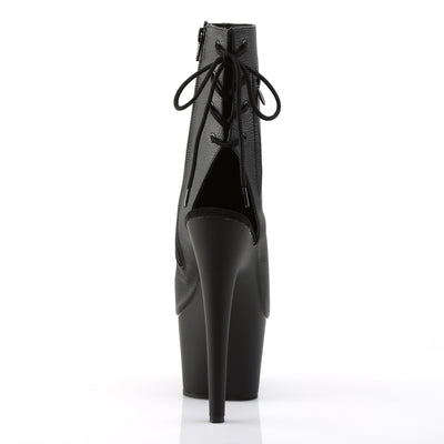 Pleaser Adore-1018 Black Matte Open Toe & Heel Boots