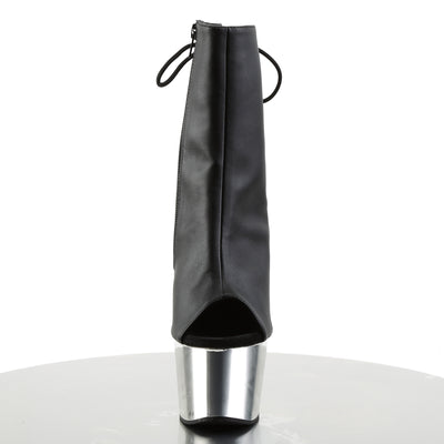 Pleaser Adore-1018 Silver Chrome Open Toe & Heel Boots
