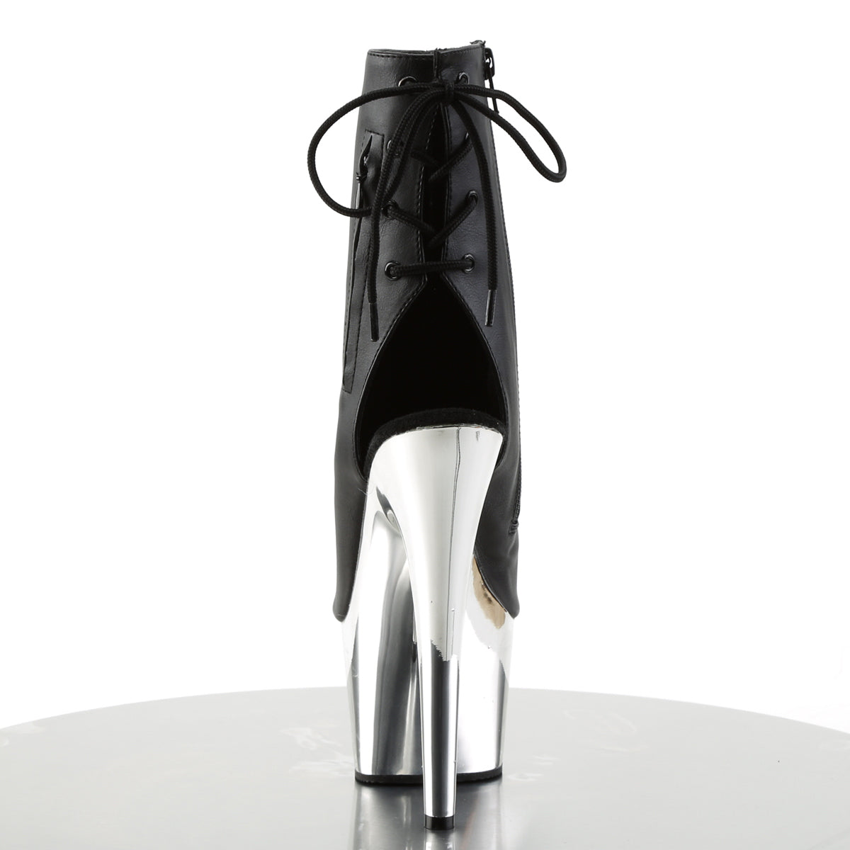 Pleaser Adore-1018 Silver Chrome Open Toe & Heel Boots