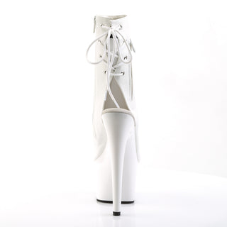 Pleaser Adore-1018 White PU Open Toe & Heel Boots