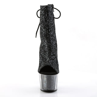 Adore-1018G Black Glitter Open Toe&Heel Boots