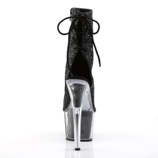 Adore-1018G Black Glitter Open Toe&Heel Boots