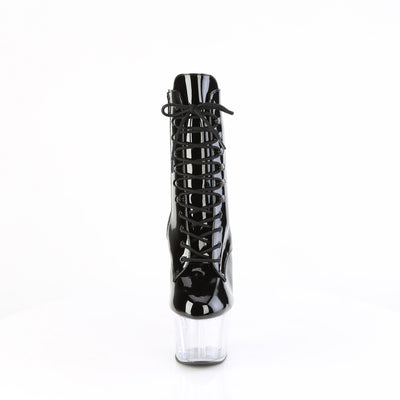 Sexy Devil 7 Inches Black Color Clear Platform Ankle Boots