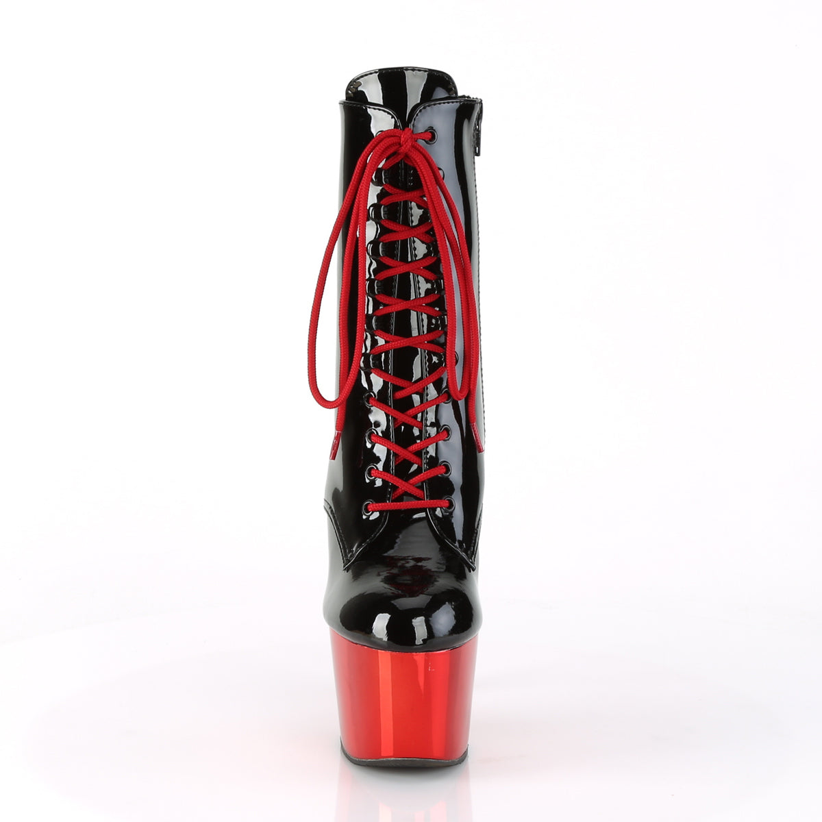 Pleaser Adore-1020 Red Chrome Boots