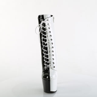 Chaos Queen Two Tone Platform Boots (Black & White)