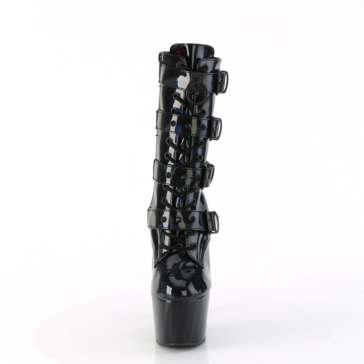 Queen of the Night Pole Dancer Boots Black Hologram