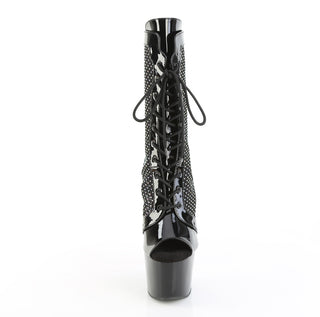 Adore-1048RSNT Black Peep Toe Mesh Platform Boots