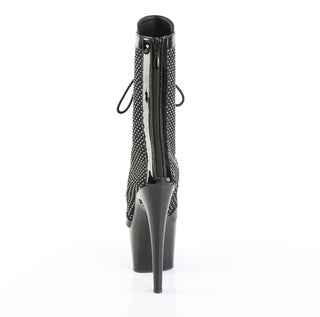 Adore-1048RSNT Black Peep Toe Mesh Platform Boots