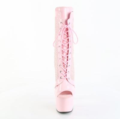 Adore-1048RSNT Baby Pink Peep Toe Mesh Platform Boots