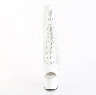 Adore-1048RSNT White Peep Toe Mesh Platform Boots