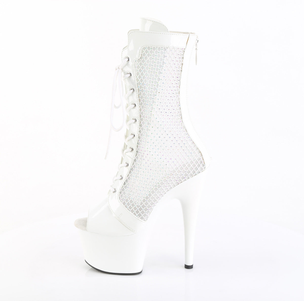 Adore-1048RSNT White Peep Toe Mesh Platform Boots