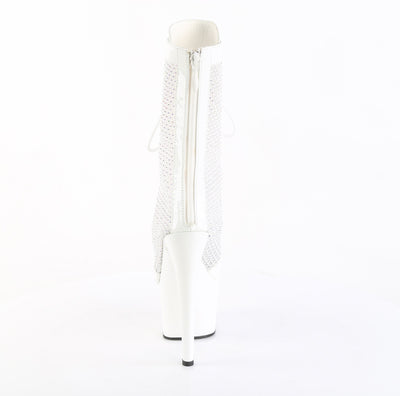 Adore-1048RSNT White Peep Toe Mesh Platform Boots