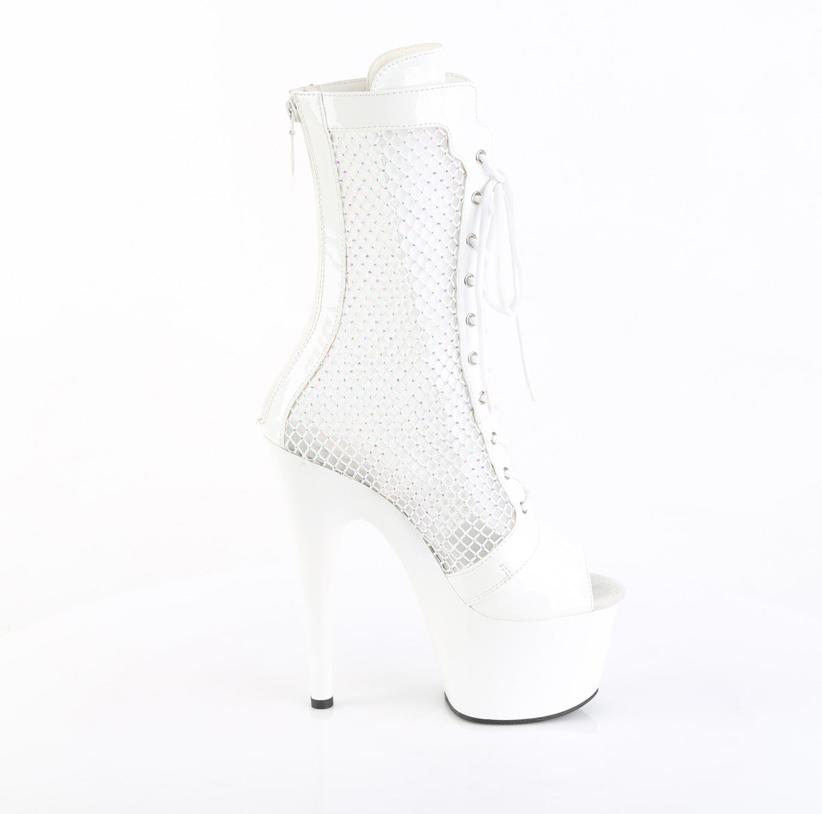 Adore-1048RSNT White Peep Toe Mesh Platform Boots