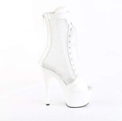 Adore-1048RSNT White Peep Toe Mesh Platform Boots