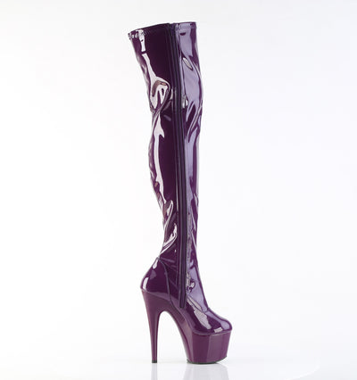 Pleaser Adore-3000 Purple Thigh-High Platform Boots