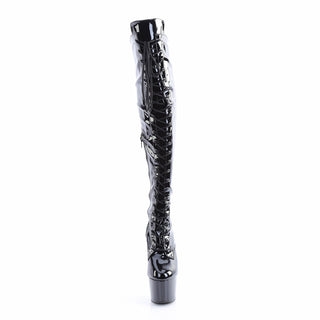 Adore-3014 Black Patent Platform Over-The-Knee Boots