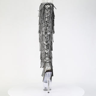 Adore-3019C-RSF Black Rhinestone Fringe Thigh-High Boots