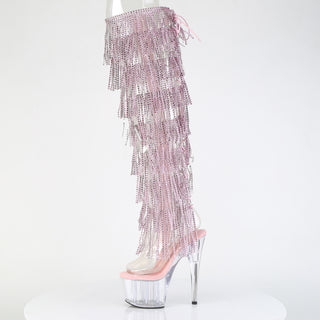 Rhinestone Fringes Over The Knee Boots ADORE-3019C-RSF Pink