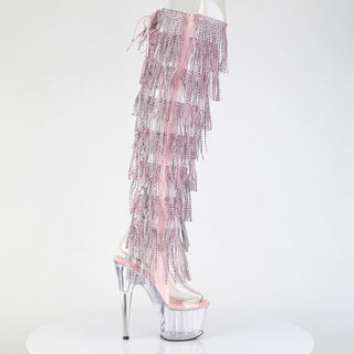 Rhinestone Fringes Over The Knee Boots ADORE-3019C-RSF Pink