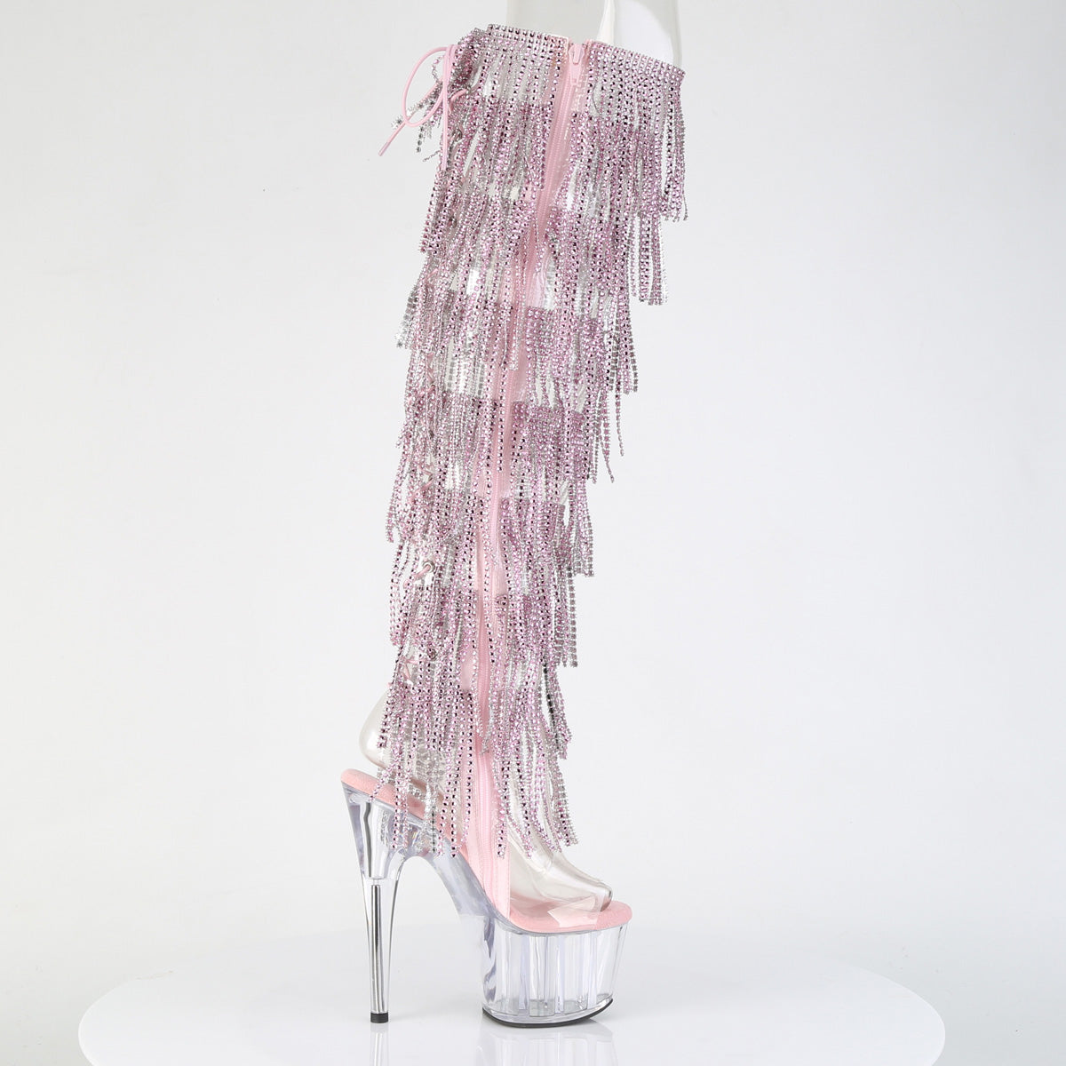 Rhinestone Fringes Over The Knee Boots ADORE-3019C-RSF Pink