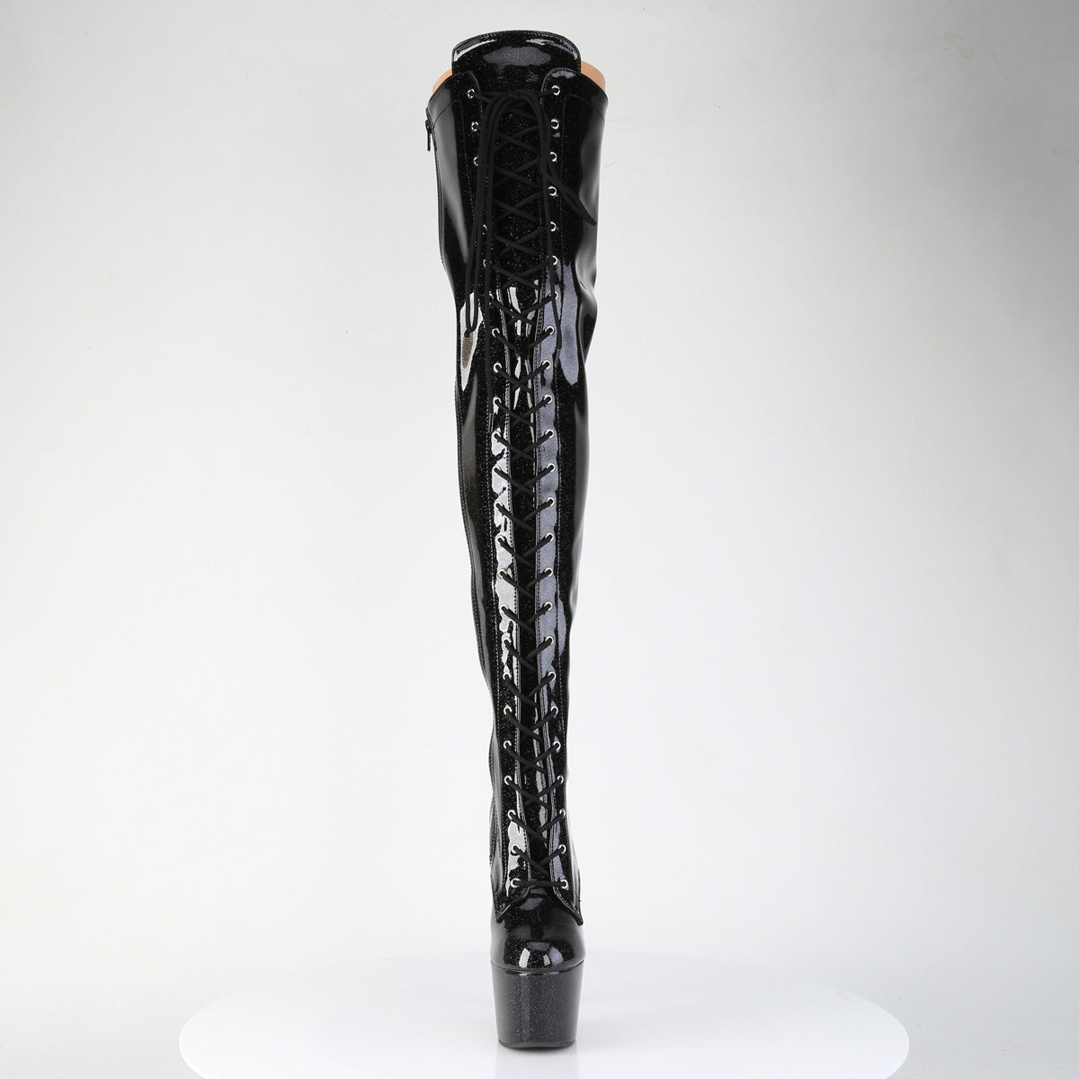 Sparkle Goddess Platform Thigh High Boots Black Adore-3020GP