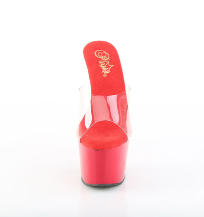 Pleaser Adore-701 Clear Red Platform Heels