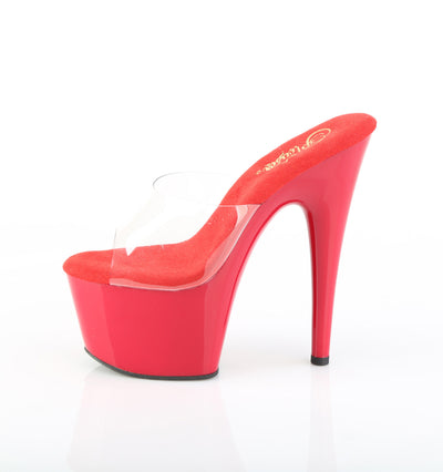 Pleaser Adore-701 Clear Red Platform Heels