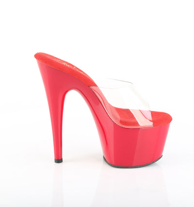 Pleaser Adore-701 Clear Red Platform Heels