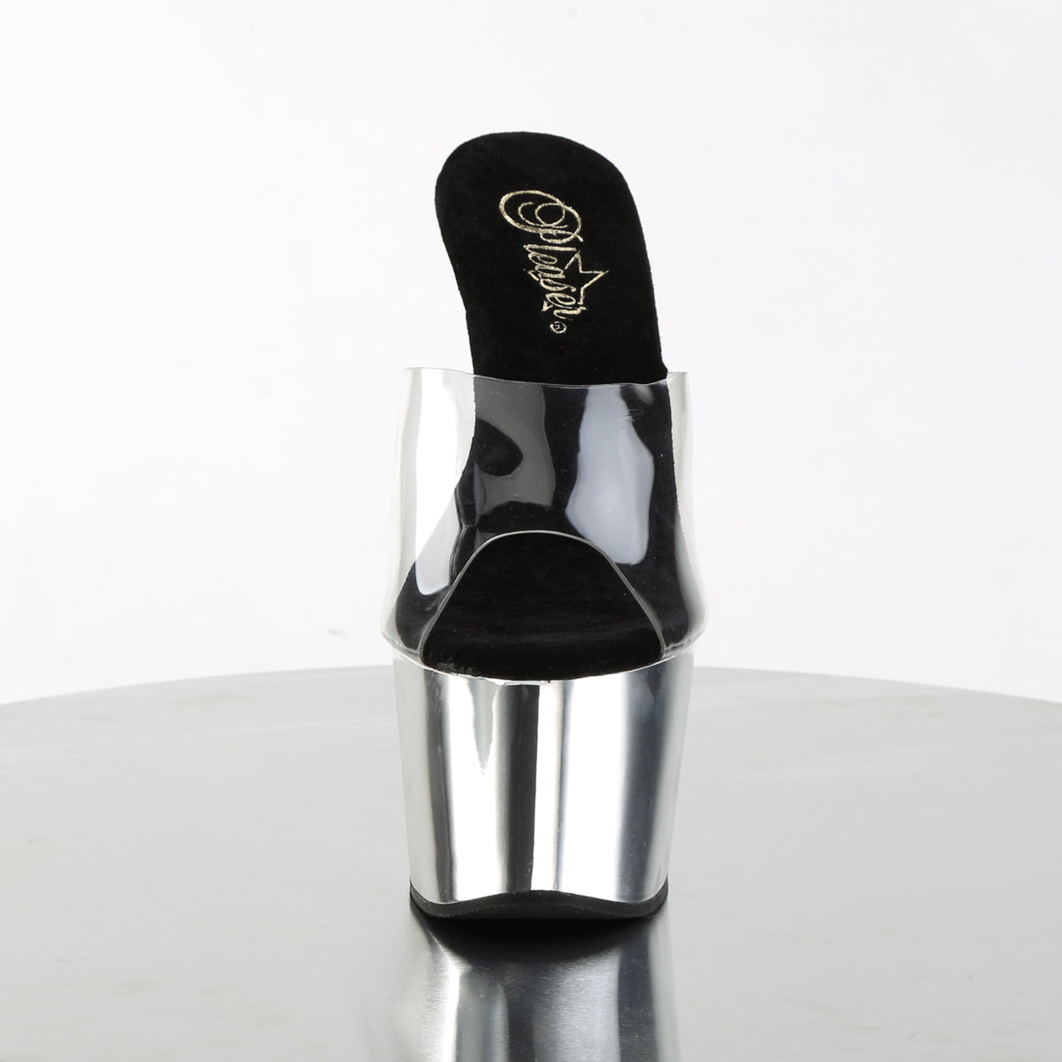 Pleaser Adore-701 Clear Silver Platform Heels