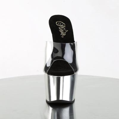 Pleaser Adore-701 Clear Silver Platform Heels