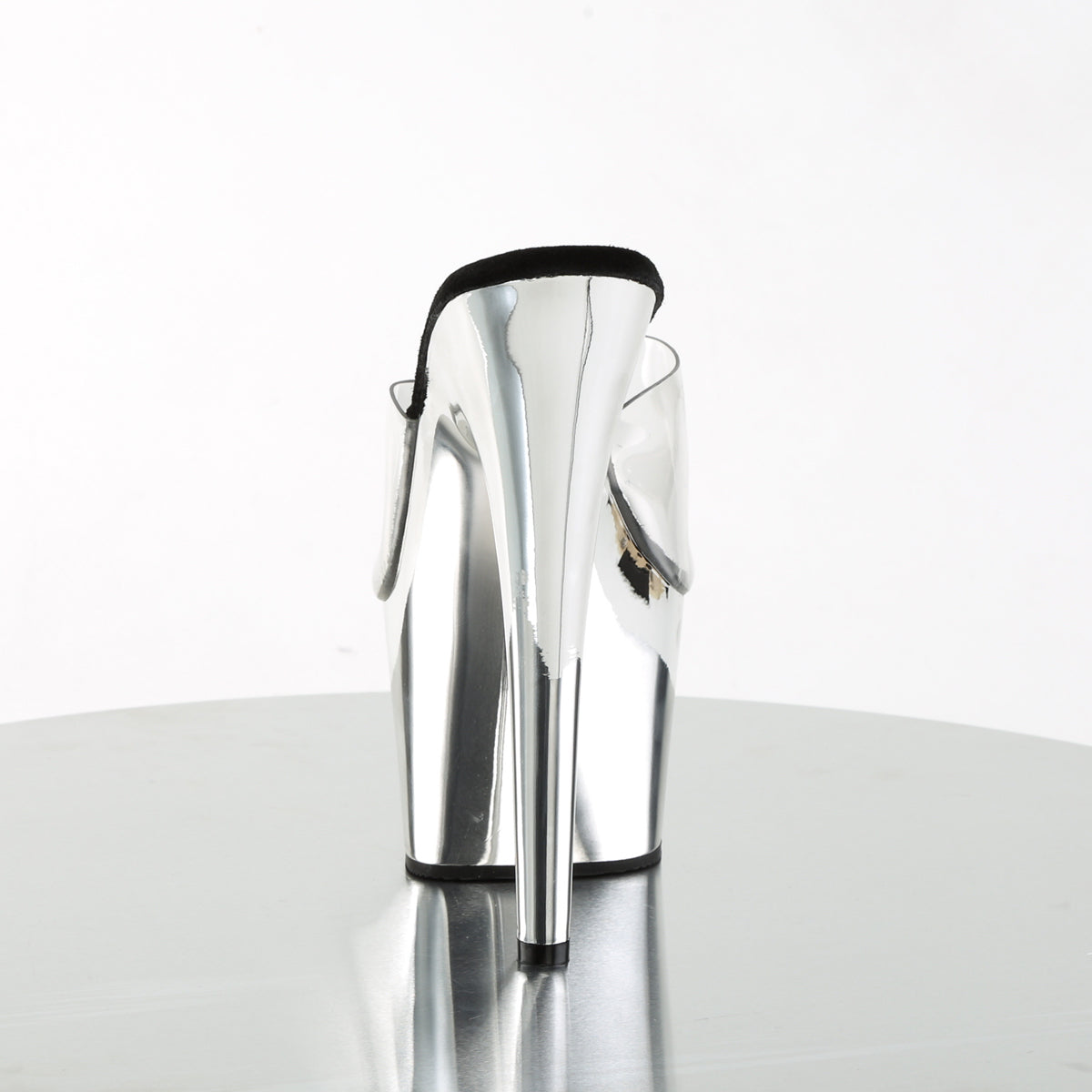 Pleaser Adore-701 Clear Silver Platform Heels