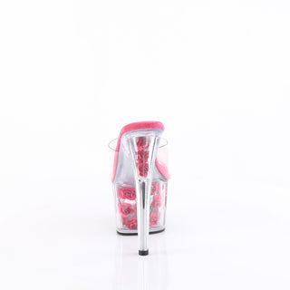 Adore-701FL Pink Flower Filled Platform Slides