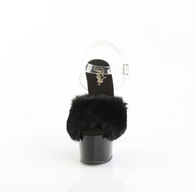 Fluffy Black Fur Platform Sandals Adore-708FUR