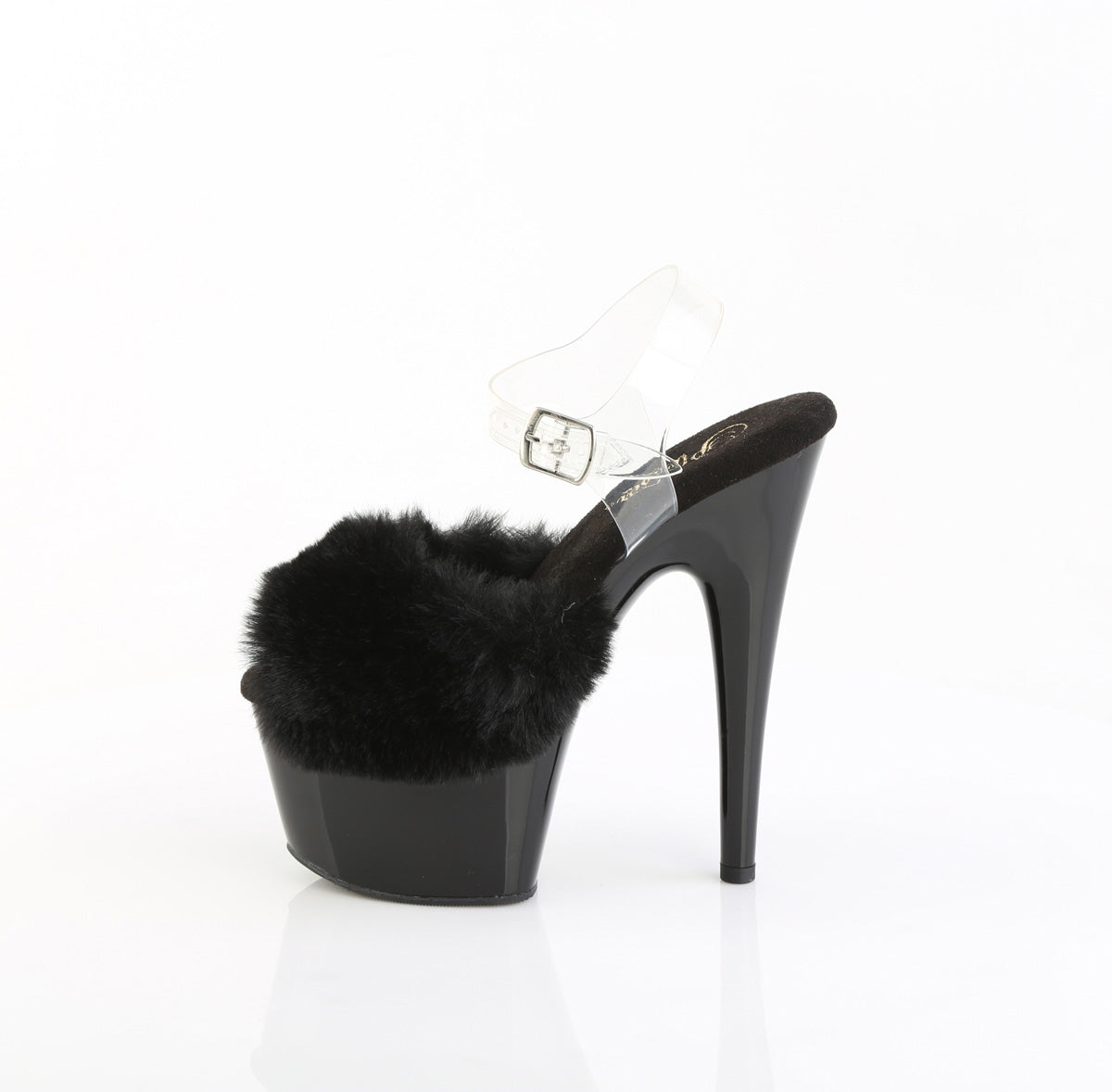 Fluffy Black Fur Platform Sandals Adore-708FUR