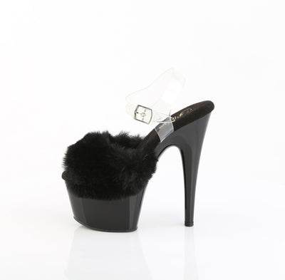 Fluffy Black Fur Platform Sandals Adore-708FUR